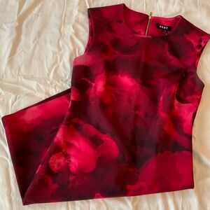 DKNY Red Floral Sheath Dress